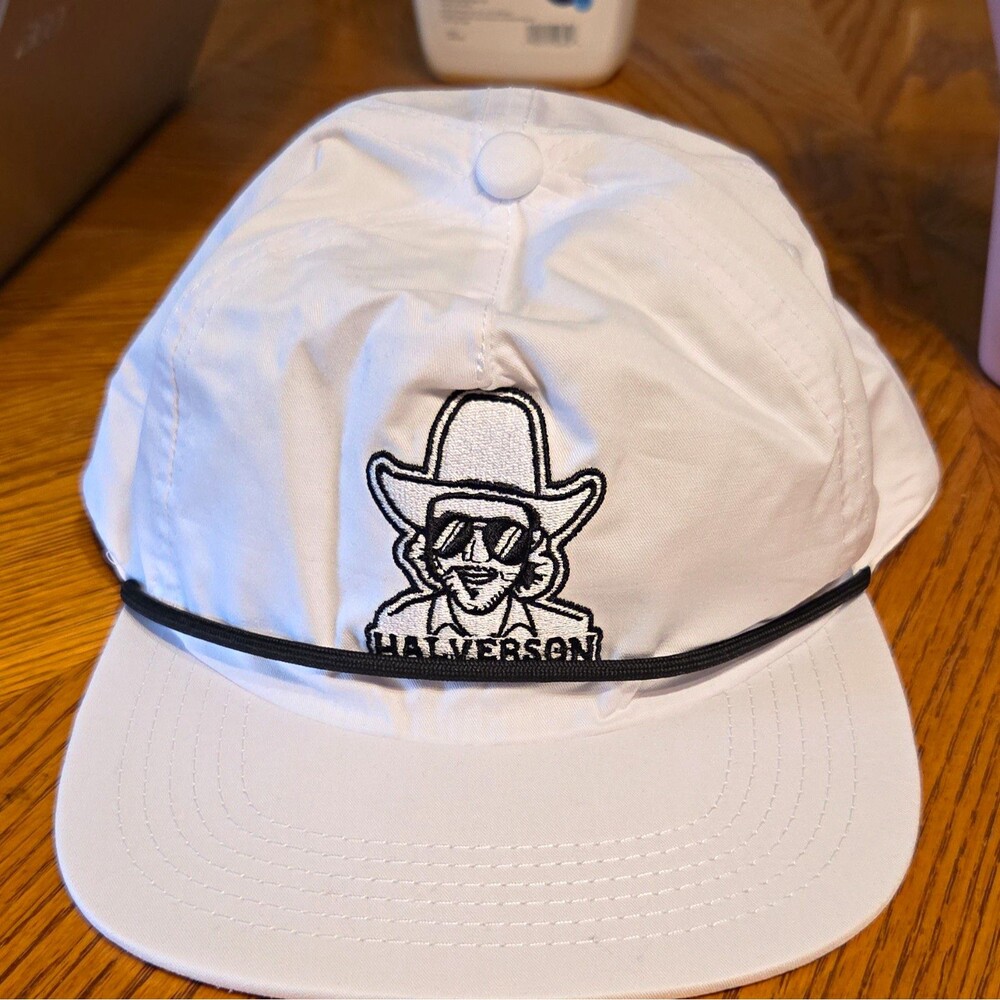 Tyler Halverson Adjustable Baseball Cap One Size White/Black Solid Cowboy